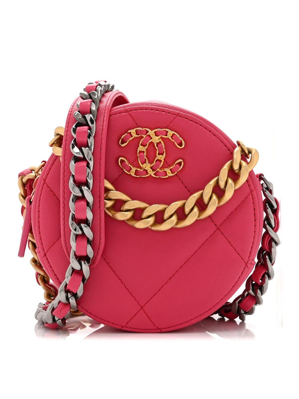 Lambskin Quilted Chanel 19 Round Clutch #269907C19B